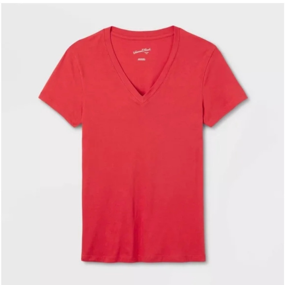 Universal Threads Women's Classic Blood Orange V-Neck T-Shirt - Picture 4 of 8